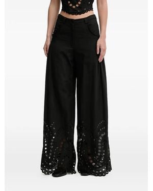 Charo Ruiz Ray Eyelet Wide Trousers - Black