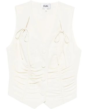 Botsi Tie-Detail Ruched-Design Waistcoat - White