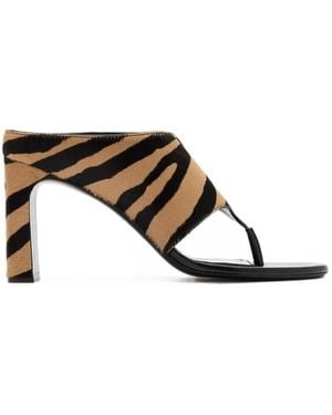 Stuart Weitzman Tiger-Print Thong Sandals - White