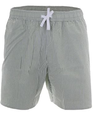 Lacoste Striped Swim-Shorts - Grey