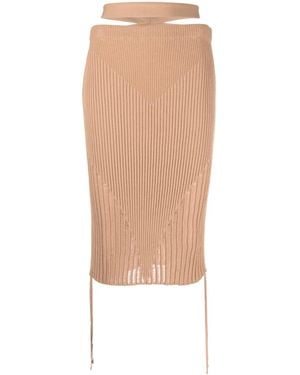 ANDREADAMO Ribbed-Knit Pencil Skirt - White