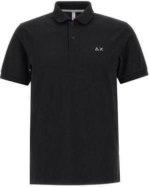 Sun 68 Logo-Embroidered Polo Shirt - Black