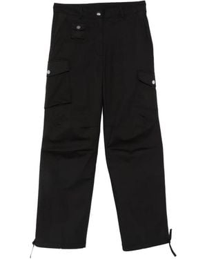 Ganni Drawstring-Cuff Cargo Trousers - Black