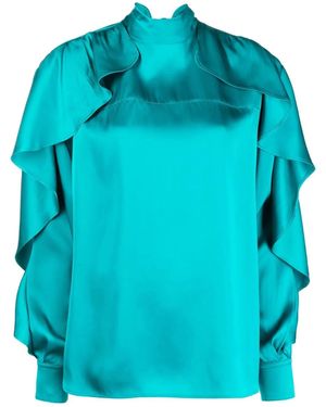 Colville Bluse Mit Gerüschten Ärmeln - Blau