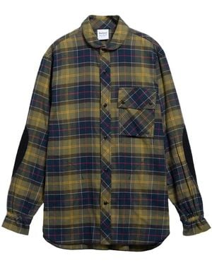 Barbour Tartan Elbow-Patch Shirt - Gray