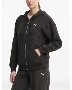 PUMA Logo-Embroidered Zip-Up Hoodie - Black