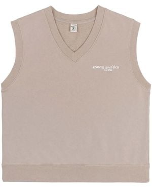 Sporty & Rich Tank Logo-Embroidered Cotton Vest - Natural