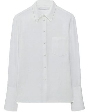Another Tomorrow Silk French-Cuff Shirt - White