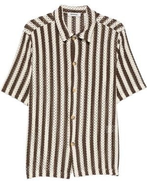 Imperial Vertical-Stripe Open-Knit Shirt - White