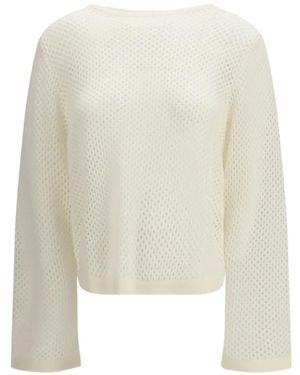 Allude Openwork Boat-Neck Jumper - White