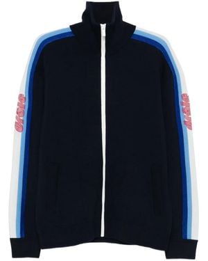 Drole de Monsieur Side-Stripe Zip-Up Jumper - Blue