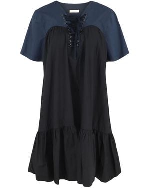 Ulla Johnson Lace-Up Panelled Mini Dress - Blue