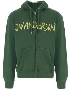 JW Anderson Hoodie Zippé À Logo - Green