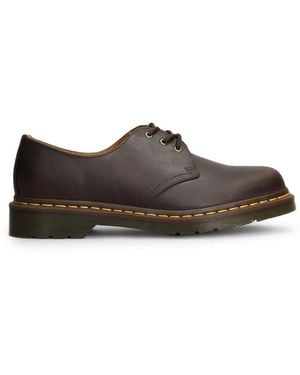 Dr. Martens Oxford 1461 Crazy Horse Con Cuciture A Contrasto - Marrone