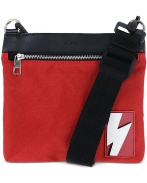 Neil Barrett Fair Isle Thunderbolt Messenger Bag - Red