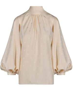 Johanna Ortiz Flying Sky Tie-Neck Top - Natural
