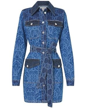 CAMILLA Jenna Belted-Waist Cotton Mini Dress - Blue