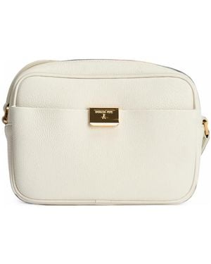 Patrizia Pepe All Day Logo-Plaque Pebbled-Leather Cross Body Bag - Natural