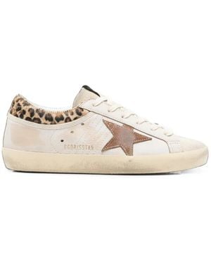 Golden Goose Super-Star Leopard-Print Sneakers - White