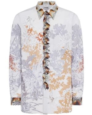 Pierre Louis Mascia Diomede Ruffled Floral-Print Shirt - White