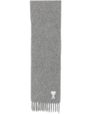 Ami Paris Bufanda Coeur Con Flecos - Gris