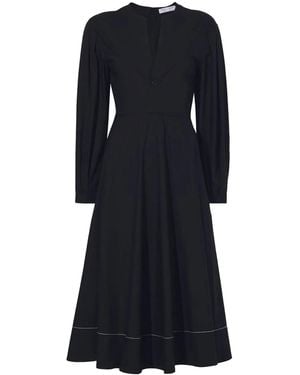 Proenza Schouler V-Neck Cotton Poplin Dress - Black