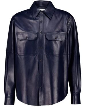 McQueen Double-Pocket Leather Shirt - Blue