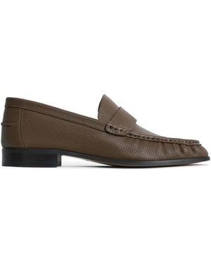 12 STOREEZ Grained Leather Loafers - Brown