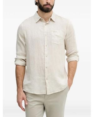 Guess Logo-Embroidered Chest-Pocket Shirt - White