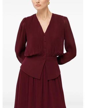Nissa Pleated Chiffon Midi Skirt - Red