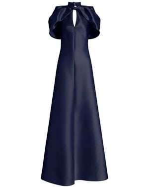 Alberta Ferretti Puff-Sleeves Keyhole Dress - Blue