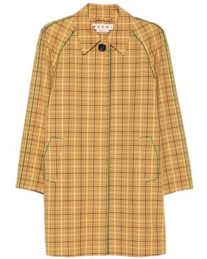 Marni Check-Pattern Piping-Detail Coat - Natural