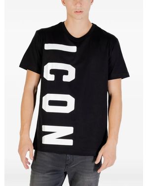 Icon Brand Logo-Print T-Shirt - Black