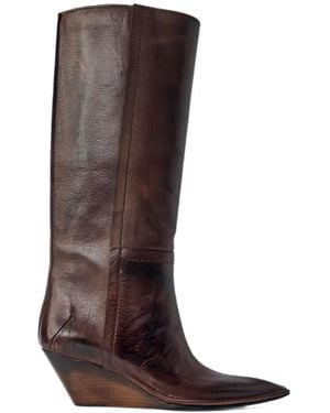 CAPASA MILANO Pointed-Toe Wedge Boots - Brown