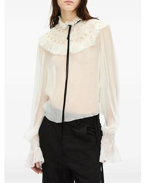 Ann Demeulemeester Sheer Ruffled Blouse - Natural