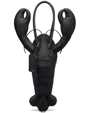 Thom Browne Lobster-Motif Leather Tote Bag - Black