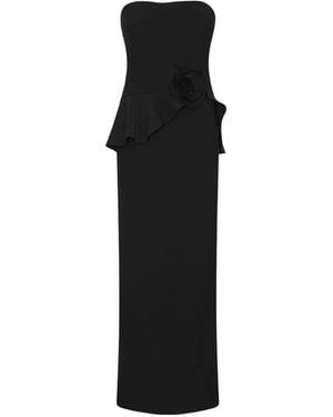ROTATE BIRGER CHRISTENSEN Long Flower Strapless Dress - Black