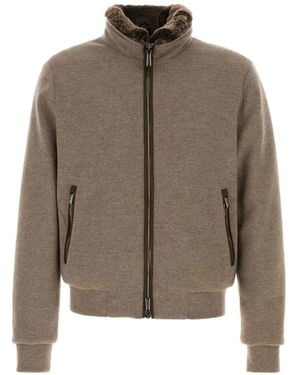 Moorer Zip-Fastening Jacket - Brown