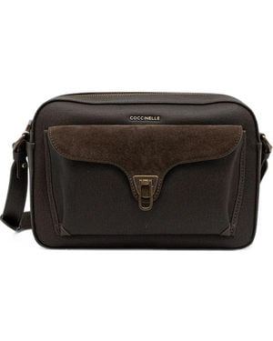 Coccinelle Beat Suede-Panel Cross-Body Bag - Black