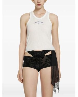 Daisy London Geripptes Trägershirt Mit Logo-Stickerei - Weiß