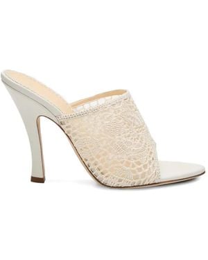 Magda Butrym Crochet-Knit Open-Toe Mules - White
