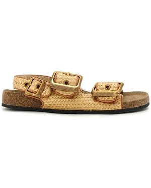 AllSaints Staffa Raffia Buckle Sandals - Metallic