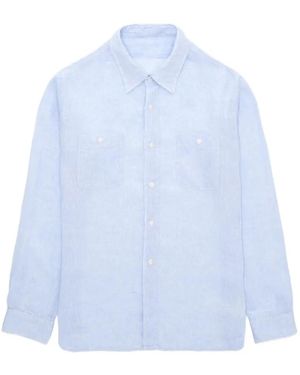 Fortela Work Patch-Pockets Linen Shirt - Blue
