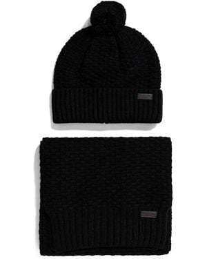 Barbour Pom-Pom Chunky-Knit Beanie Hat - Black