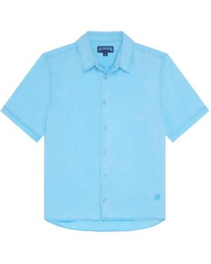Vilebrequin Short-Sleeve Linen Shirt - Blue
