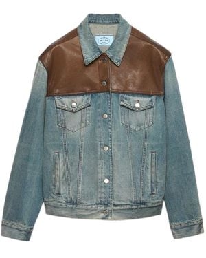 Prada Contrast-Panel Jacket - Blue