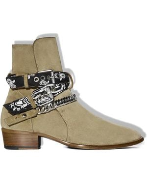 Amiri Bandana Chain-Link Boots - White