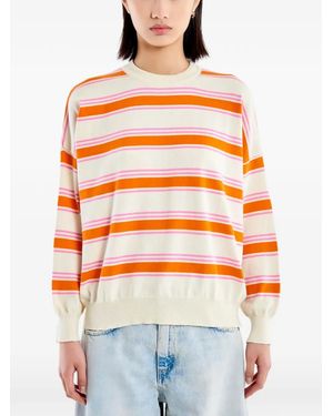 ViCOLO Striped Drop-Shoulder Jumper - Orange