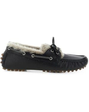 Brunello Cucinelli Mocassins Monile À Doublure En Peau Lainée - White