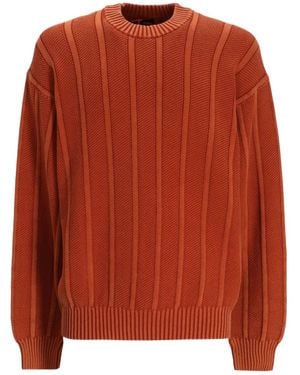 BOSS Ribbed Cotton Sweater - Brown